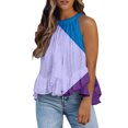 thumbnail image 1 of Gibobby Mujeres Casual Impreso Encaje Cuello redondo Ruffle Hem Chaleco Camisole Swing Neck Printed Summer Tops(Morado,G), 1 of 4