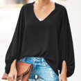thumbnail image 2 of Seductiva Women's Long Sleeve Shirts Basic Tee Summer Border Newomen Shirt V Neck Sleeve Loose Long Sleeve Large Size Blouse Women Casual Workout Y2K Clothes Casual Tops, 2 of 4