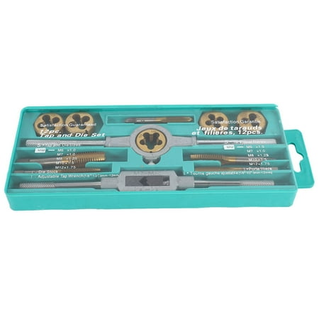 

12Pcs Tap Dies Set Nc Screw Thread Plugs Taps M6 M7 M8 M10 M12 Titanium Plating Hand Screw Taps with Wrench