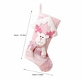 thumbnail image 2 of Large Pink Christmas Stocking with 3D Plush Reindeer Figure, 16.54in Xmas Hanging Ornament Shiny Gift Bag with Rope for Holiday and Party, 2 of 4