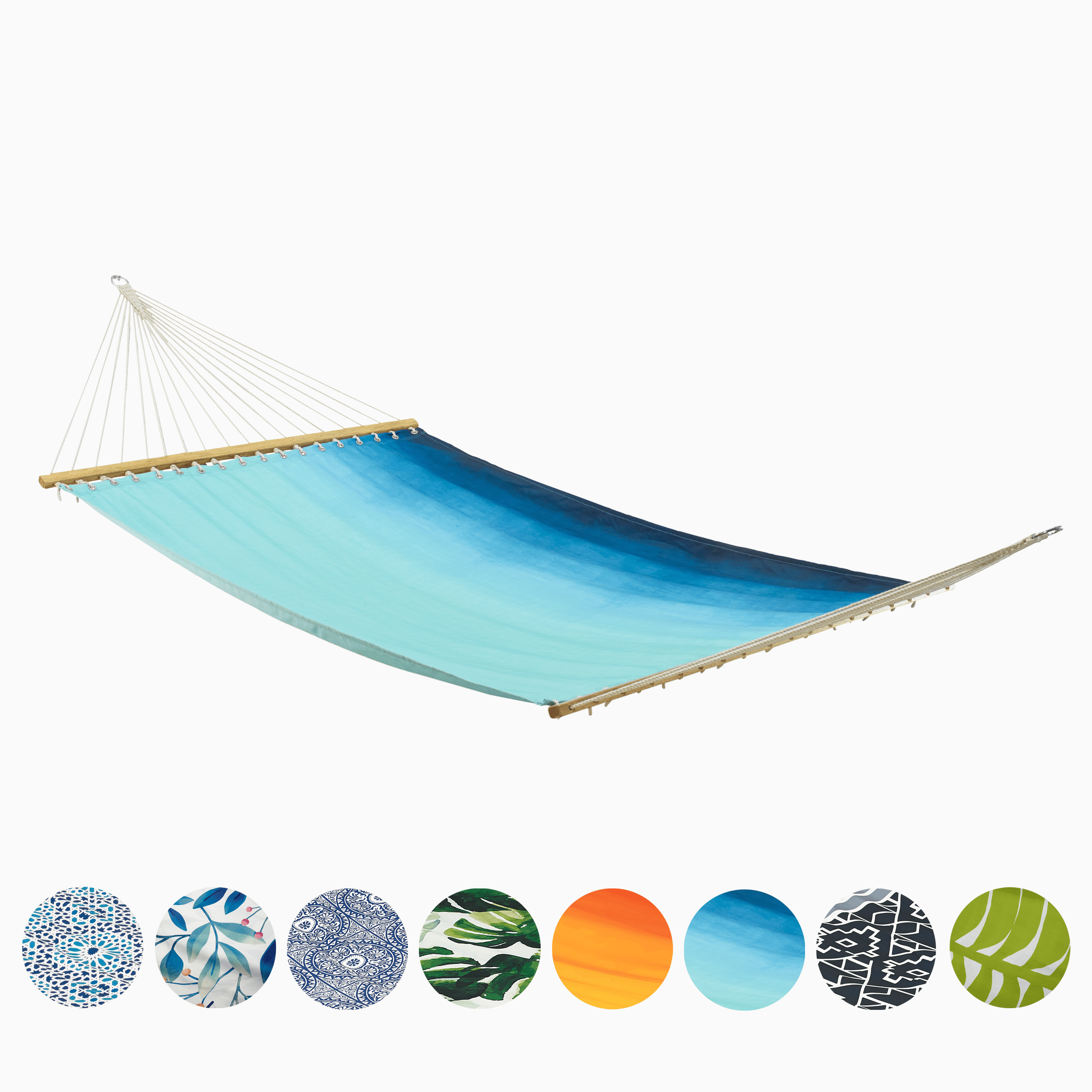 Fab Habitat Ombre Recycled Polyester Hammock - Big Sur - Teal - Indoor/Outdoor, Quick Dry, 2 Person 460 lbs Capacity - Patio, Poolside, Backyard, Garden, Beach, Balcony - 12-14 ft Adjustable