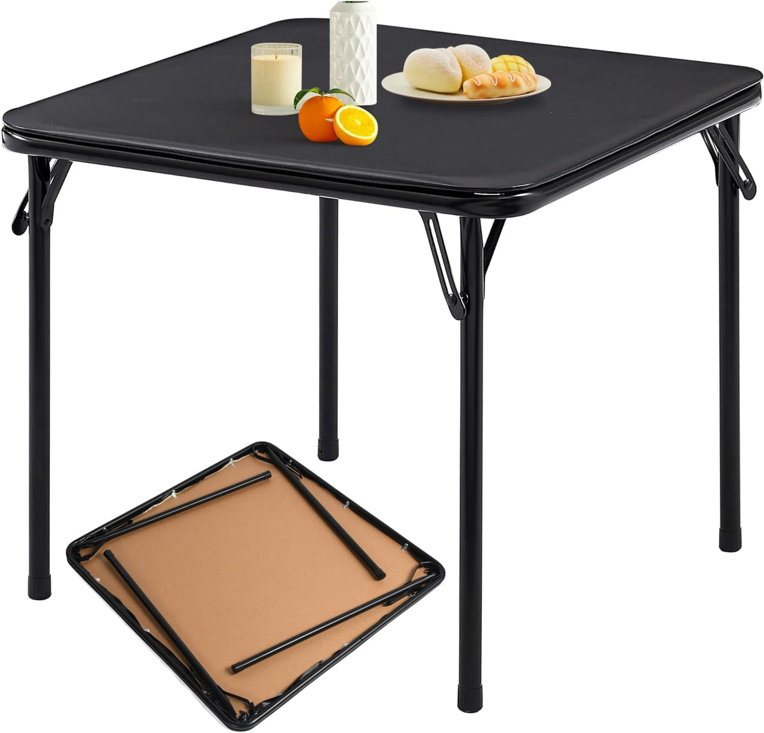 Table de salle à manger pliante ajustable Homy Casa avec porte-gobelet, table gain de place idéale pour les petits espaces, les studios et les appartements