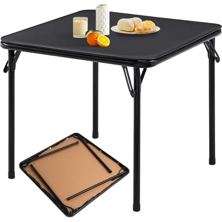 Square Folding Table, 33.9 Inch Card Table, Multifunctional Foldable and Portable, Black