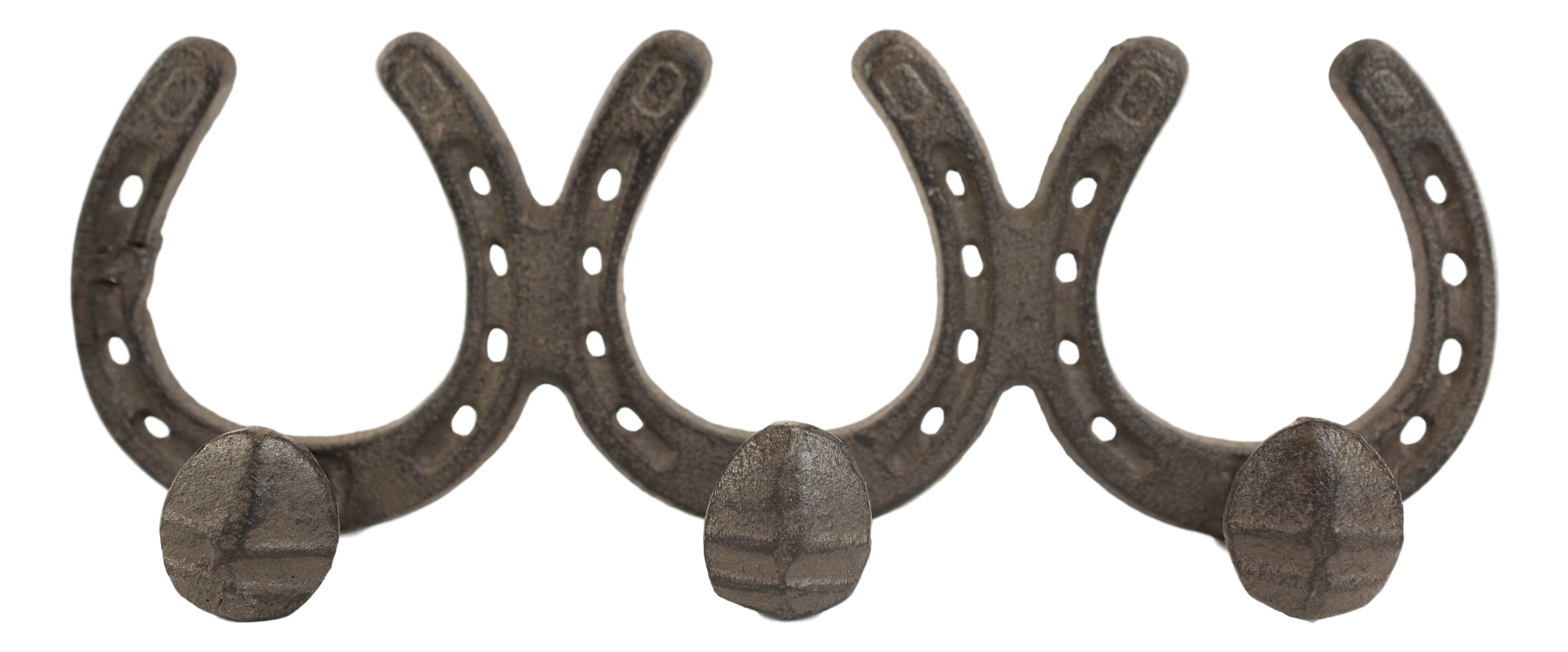 14 Cast Iron Handmade Key Shape Jacket Hat 3 Hook w/ Hanger Holes Rustic