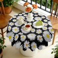 thumbnail image 4 of Round Tablecloth 60 Inch Wrinkle Free Table Cover Daisy for Kitchen Dining, 4 of 5