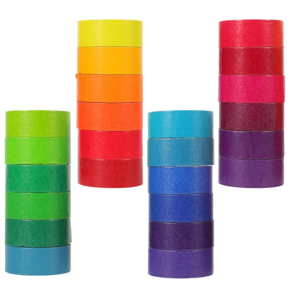 HOMEMAXS 24 Rolls Colored Washi Tape Strips with Strong Adhesive for Crafts, Scrapbooking, and Decoration