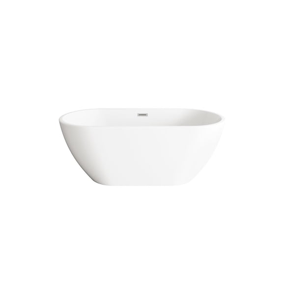 Elegant Kitchen and Bath 59 inch Bathtub in Glossy White with Brushed Nickel Trim