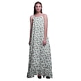 thumbnail image 1 of Bimba White2 Floral Leaves & Rose Nightwear For Women Printed Nightgown Spaghetti Strap Maxi Dress Sleepwear Small, 1 of 5