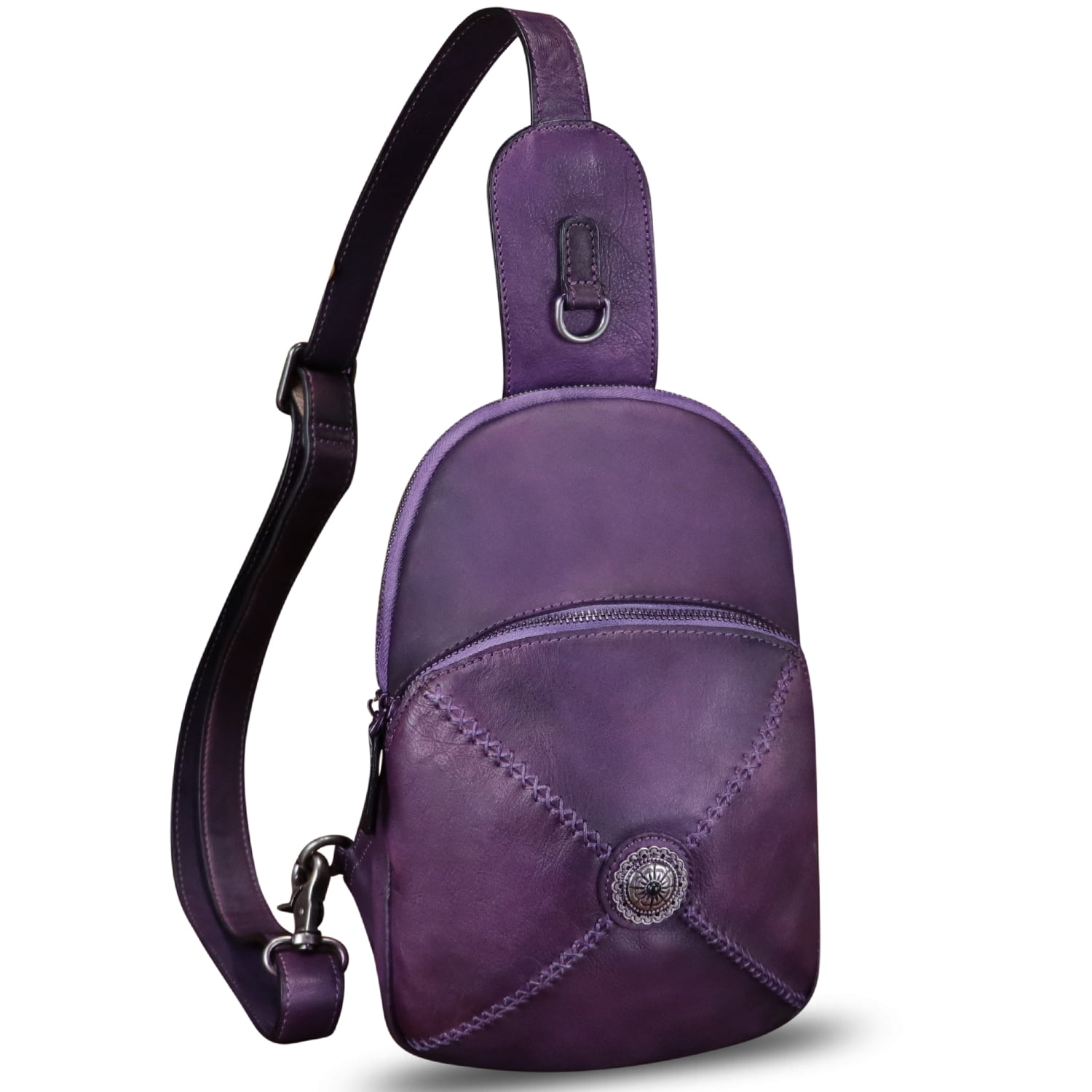 Genuine Leather Small Sling Bag for Women Men Sling Backpack Purse Crossbody Bag
