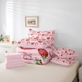 thumbnail image 5 of Manfei Cute Strawberry Print Twin Bedding Sets 7-Piece for Kid, Cartoon Yummy Fruit Bedding Comforter Set, Kawaii Ribbon Bow Reversible Sheet Sets, Lightweight Room Decor, 5 of 7