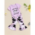 thumbnail image 6 of Aojekbee Baby Girl 2Pcs Cowgirl Outfits Short Sleeve T-Shirt + Flare Pants Set Toddler Clothes, 6 of 10