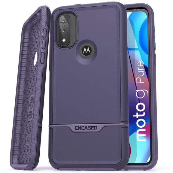 Encased Rebel Series for Moto G Pure Case, Protective Full Body Phone Case (Motorola G Pure) Purple