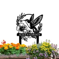 KAINSY Personalized Metal Garden Signs | Custom Bird Garden Sign with Stakes | Garden Signs for Outside | Metal Yard Decor | Patio Decor | Custom Family Name Sign | Gardening Decor Gifts(10inches)