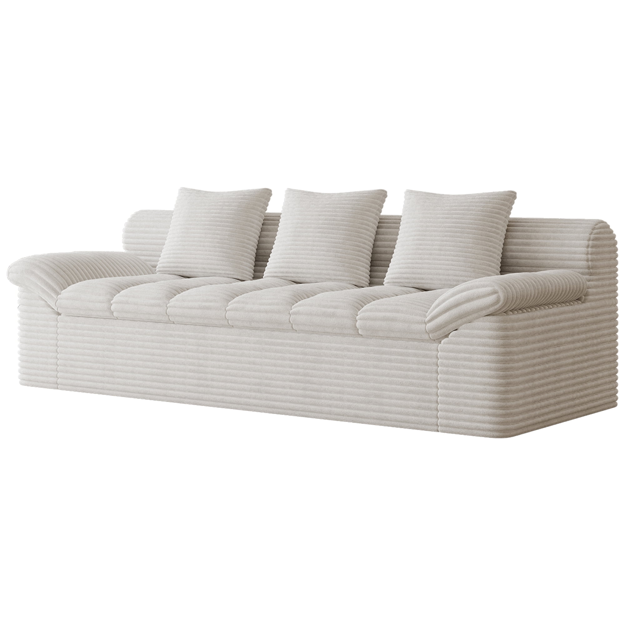 HOQBN 71" Cloud Sofa for Living Room,Upholstered Chenille Boneless Sofa with Deep Seat Design and 2 Pillows,Comfy Cloud Couch for Bedroom, Office, Apartment, No Assembly,Cream White