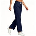 thumbnail image 4 of CHGBMOK Linen Pants for Women Drawstring High Waisted Wide Leg Pants Casual Loose Fit Trousers, 4 of 5