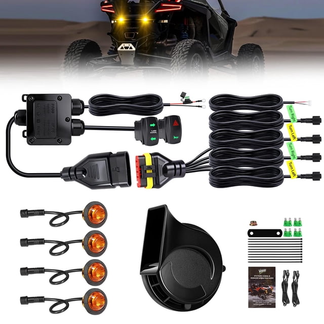 Kit de Luces Direccionales VI9000 para UTV con Bocina Plug and Play, Homologado para Calle