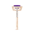 thumbnail image 3 of ANGARA Natural Emerald-Cut Amethyst Halo Ring in 14K Rose Gold for Women (Size-7x5mm) | February Birthstone, Birthday, Anniversary, Jewelry Gift for Women | Natural Amethyst Ring, 3 of 8
