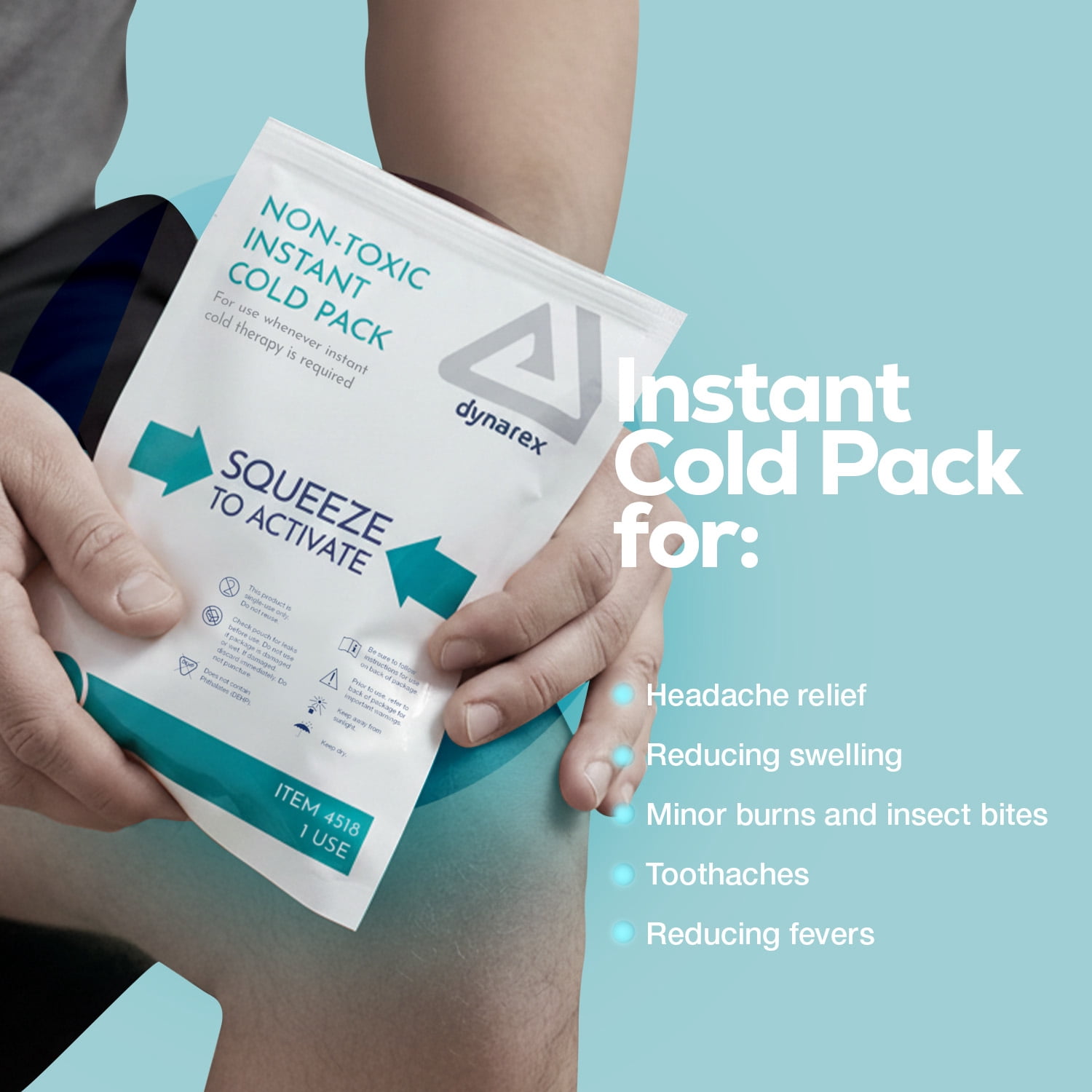 Dynarex Instant Cold Pack, Non-Toxic Disposable Ice Pack for Cold Compress, 5” x 9”, 24 Count