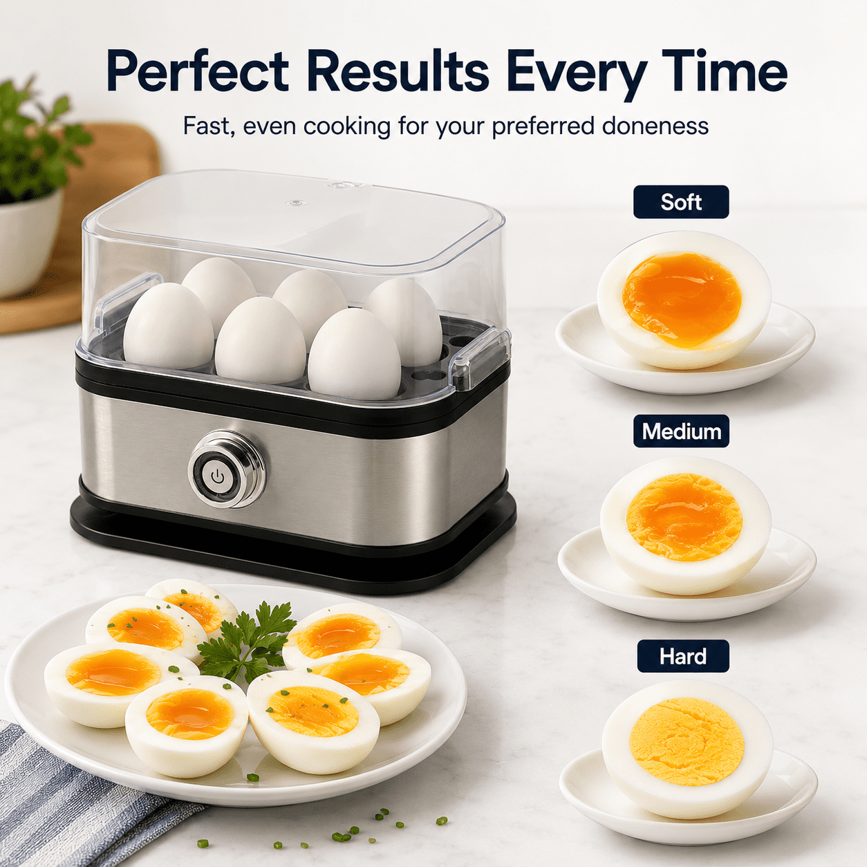 Multifunctional Egg Steamer with Clear Lid, Electric Egg Cooker 6 Egg Capacity Auto Shutoff, Kitchen Egg Steaming Pot, Compact Household Egg Steaming Pot for Soft Medium Hard Boiled Eggs