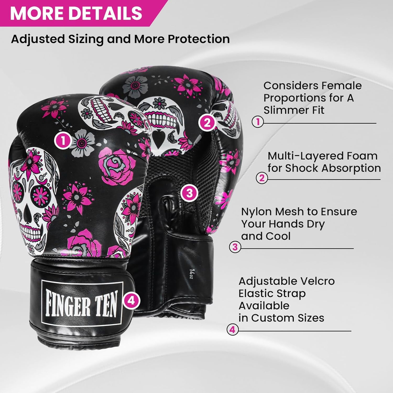 Pro Women's MMA Boxing Gloves 8-14 oz Leather Kick boxing & Heavy Bag Training Gloves for Sparring Punching
