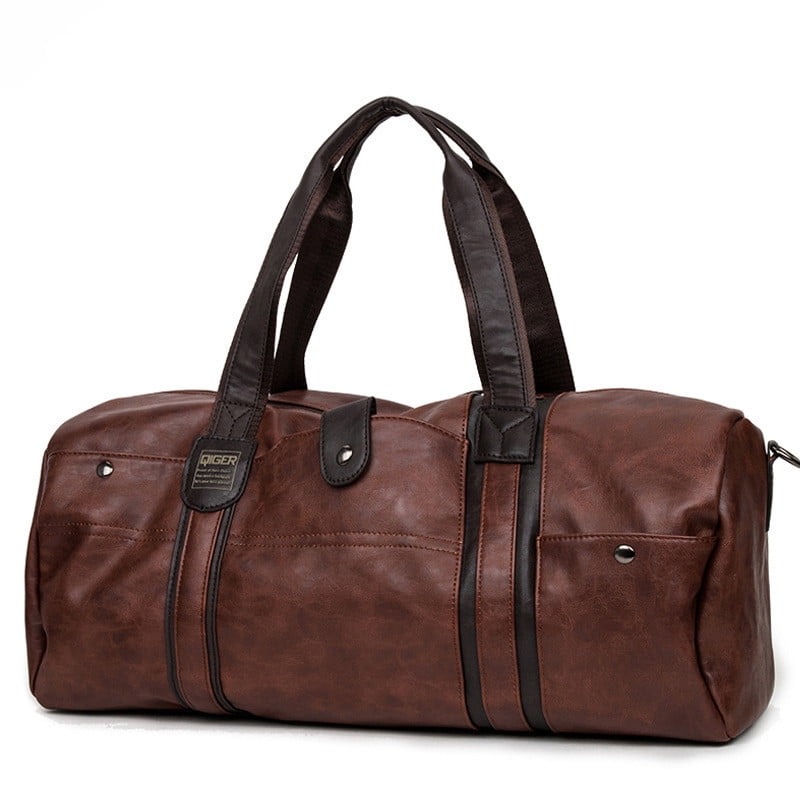 Bagail Large Capacity Men Luggage Leather Travel Shoulder Bags Duffle Gym Bags Tote Bag by Bagail