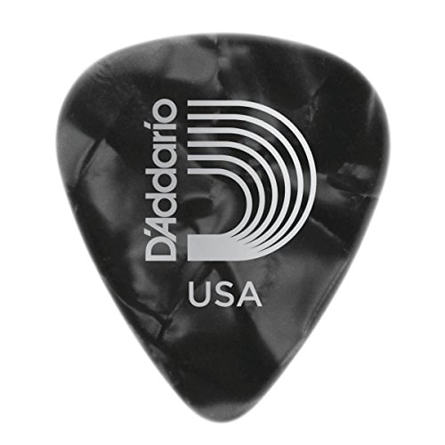 D'Addario Black Pearl Celluloid Guitar Picks, 100 pack, Extra Heavy
