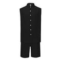 thumbnail image 3 of Afdoent Men's 2 Piece Short Set Mens Casual Suits For Everyday Wear Sleeveless Shirt And Shorts Set With Stripes For Spring And Summer Summer Beach Vacation Outfits, 3 of 9