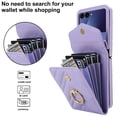 thumbnail image 5 of Crossbody Wallet Case Compatible for Samsung Galaxy Z Flip 6, RFID Blocking Card Slots, Metal Finger Ring, Premium PU Leather Lanyard Shoulder Strap Back Purse Cover Shockproof Case, Purple, 5 of 9