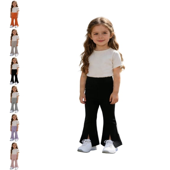Uniform Pants for Girls Flare Dress Pants with Slit Back To School Classic Clothes 3-4 Years