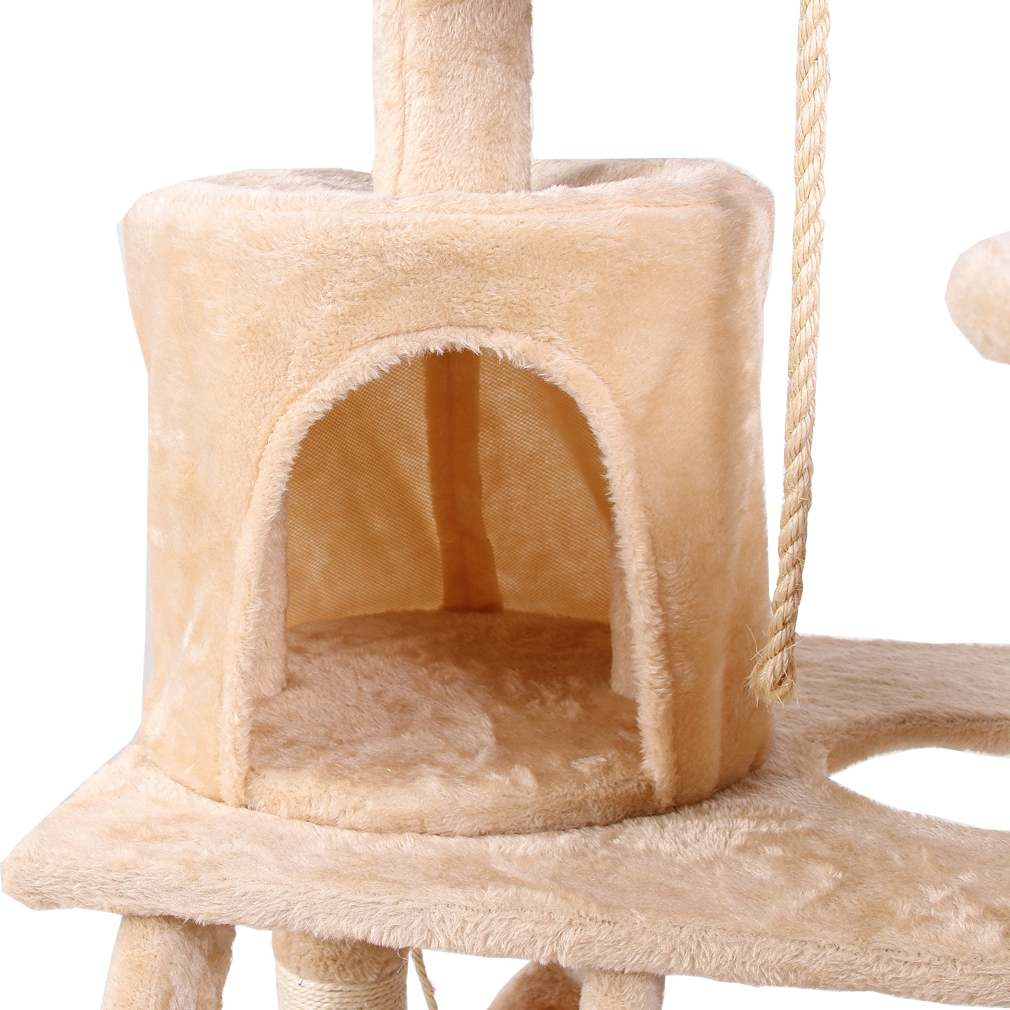 Pefilos 55" Multi-Level Cat Tree Tower Furniture, Cat Condo for Indoor with Hammock, Ladder Kittens Houses, Beige Pefilos 55" Multi-Level Cat Tree Tower Furniture, Cat Condo for Indoor with Hammock, Ladder Kittens Houses, Beige