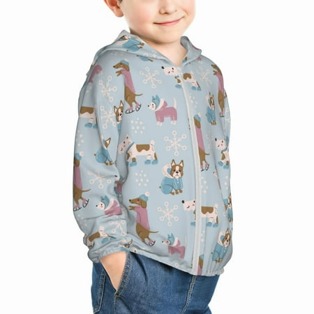 

Uemuo Cute Snowflake Dachshund Pattern Rash Guard for Boys Girls Long Sleeve Swim Shirts UPF 50+ UV Sun Protection Hooded Fishing Shirt with Pocket for Kid-2 Years