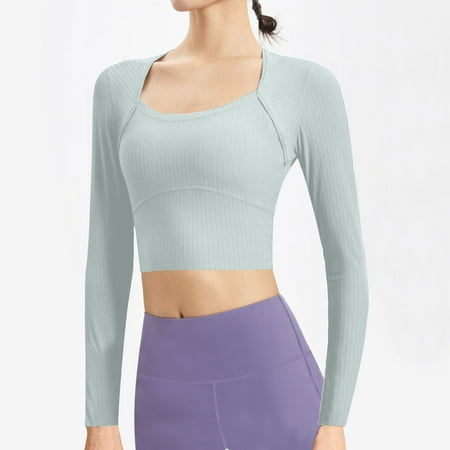 

Women Going Out Shirts Long Sleeved Yoga Clothes Breathable Slim Back Sports Outdoor Running Top Sports Bra