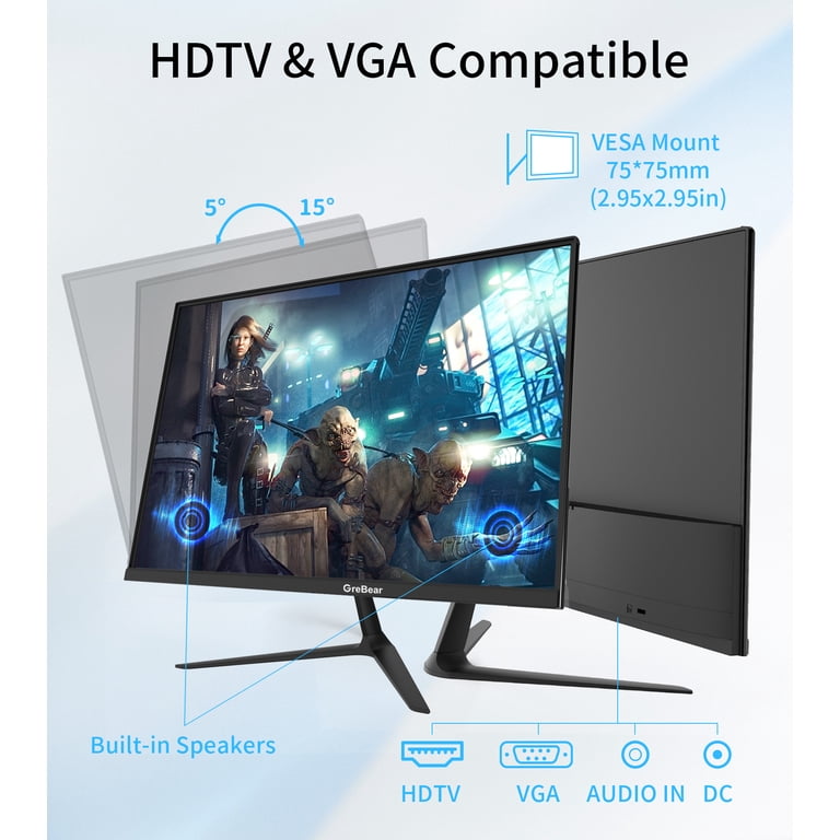 24 Inch Computer Monitor 75Hz FHD IPS Screen 1080P PC Monitor, 5ms