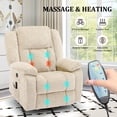 thumbnail image 5 of Korser Massage Swivel Rocker Recliner Chair with USB Ports Chenille for Living Room,Khaki, 5 of 8