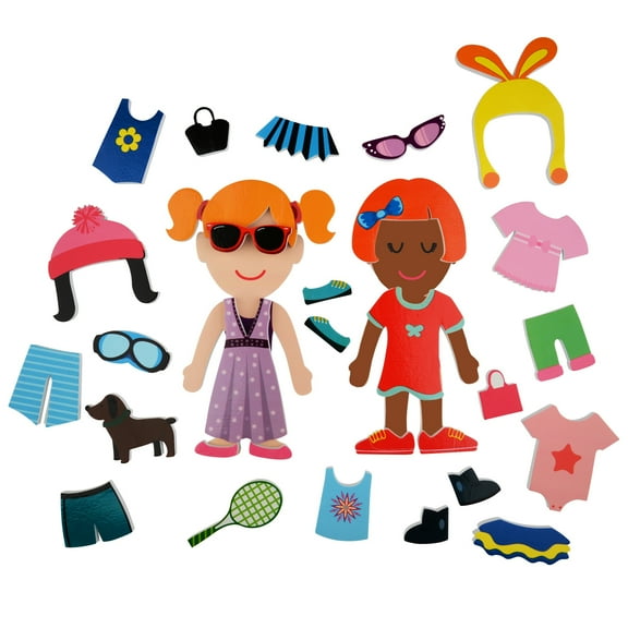 Buddy & Barney: Dressing Up Bath Time Stickers - 32 Reusable Foam Stickers & Mesh Storage Bag, Mix & Match, Fun Tub Water Toy, Toddlers & Kids Age 3