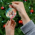 thumbnail image 4 of Funny Watercolor Adorable Yorkshire Terrier Peeking Through Torn Paper Effect Ceramic Round Ornament Yorkie Dog Lover Gifts Home Tree Decor - 00026, 4 of 5