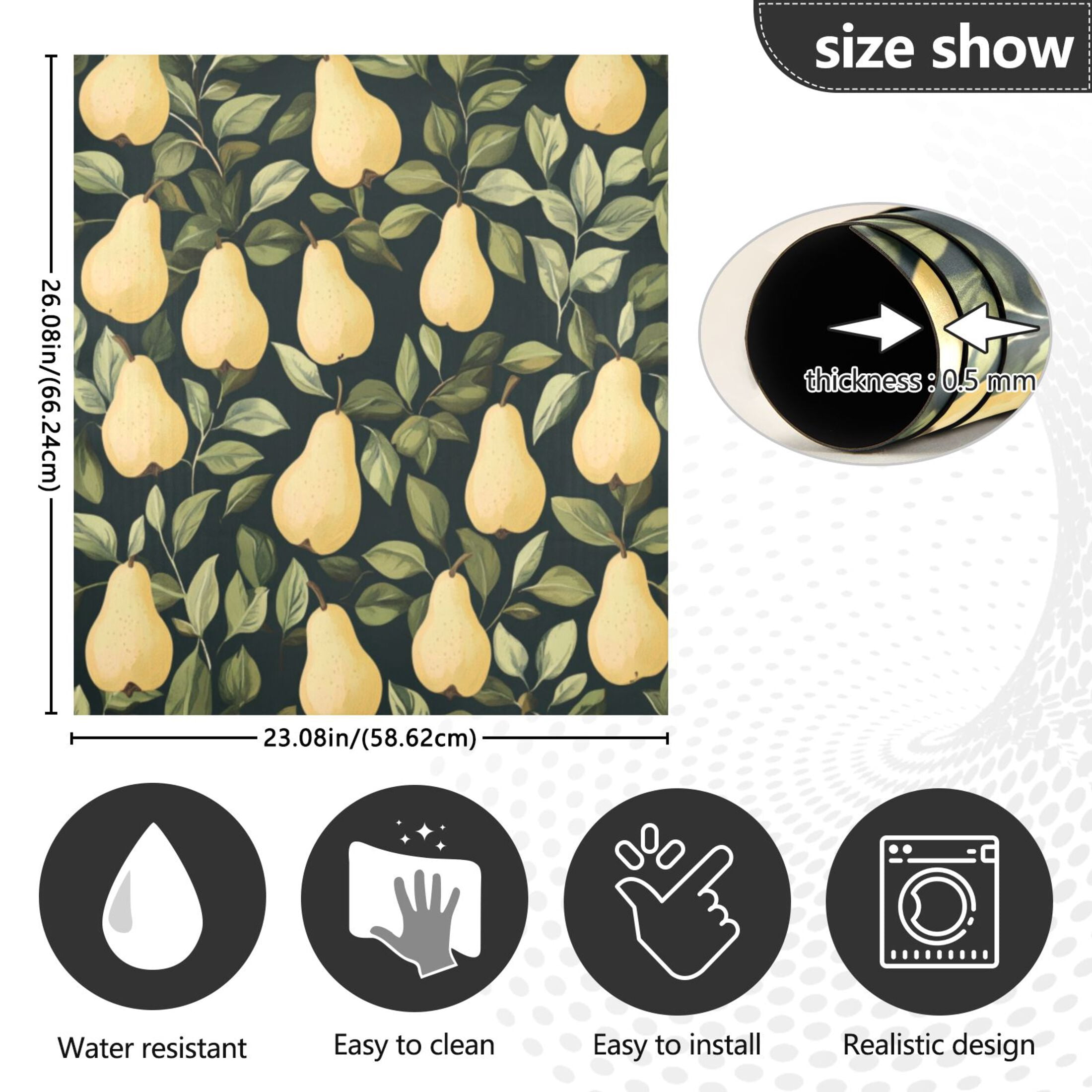 Dishwasher Magnetic Sticker 23x26 Inch Refrigerator Magnetic Sticker Washing Machine Magnetic Sticker Kitchen Panel Magnetic Sticker Home Decor Cute Cartoon Pear