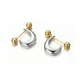 thumbnail image 6 of Airokiy Silver Chunky Stud Earrings for Women, Trendy Gold Plated Hypoallergenic Half Hoop Huggie Earrings, 6 of 6