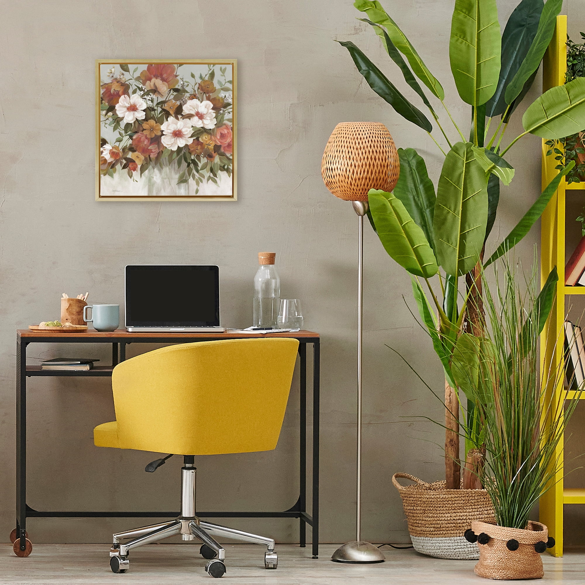 Stupell Industries Muted Vibe Bouquet Gold Framed Floater Canvas Wall Art, design by Carol Robinson