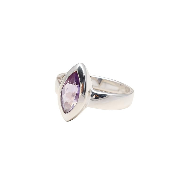 Amethyst Marquise Shaped Halo 925 Sterling Silver Ring, February Birthstone Jewelry, Solitaire Promise Ring, Gift for Mom_10