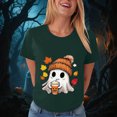 thumbnail image 5 of TOWED22 Women Cute Bow Ghost Halloween Shirt Funny Halloween Costume Tshirts Short Sleeve Spooky Graphic Tee Tops(Dark Green,3XL), 5 of 8
