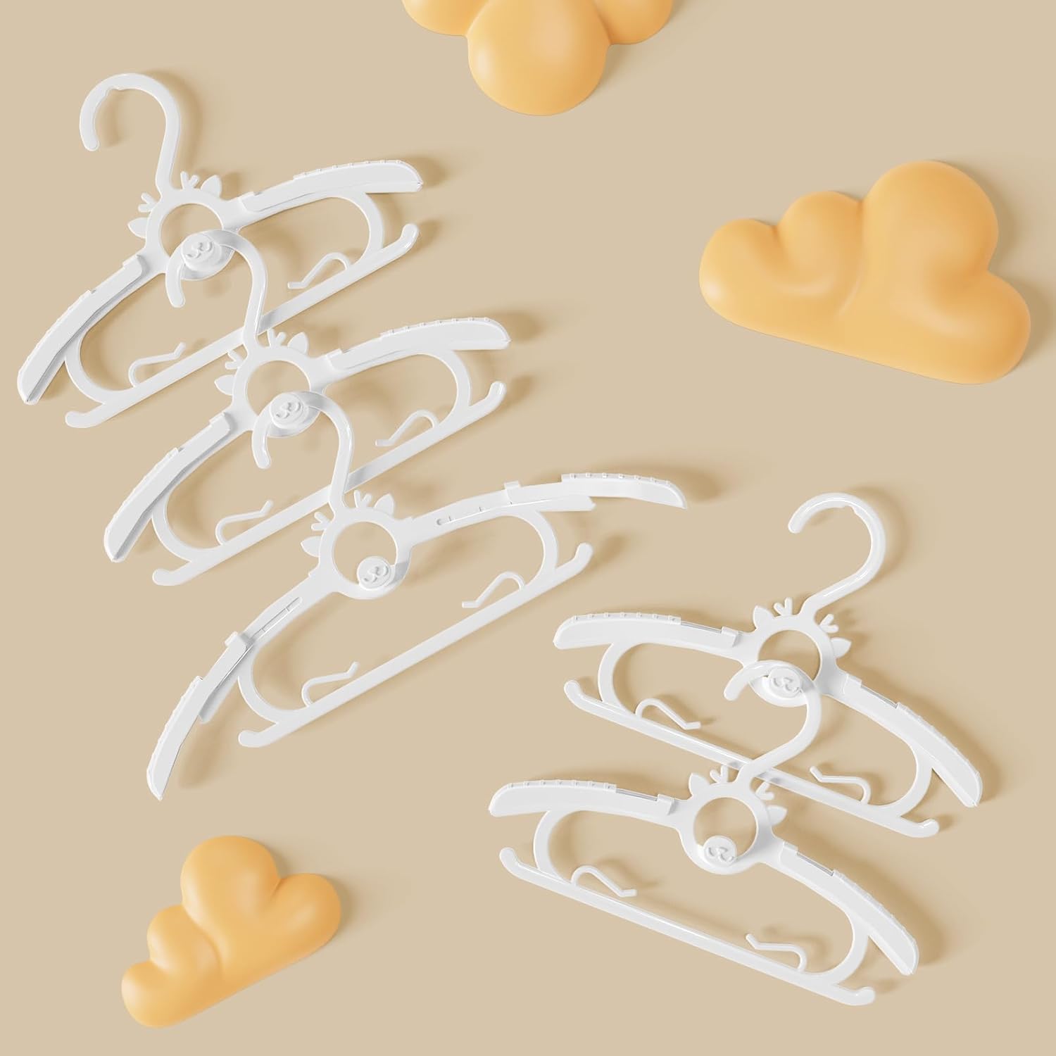 Baby Clothes Hangers 80PCS, 11"-14" Extendable and Stackable Kids Hangers, 45g Ultra-Thick Space Saving Non-Slip Plastic Hanger for Infant, Toddler and Nursery Closet,white