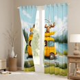 thumbnail image 3 of Erosebridal Kids Happy Camping Black Out Curtains,Cartoon Fox Deer Yellow Car Curtains Pack of 2 (42x63 Each) for Boys Girls,Lightweight Room Decor, 3 of 6
