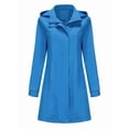 thumbnail image 3 of Rain Jacket for Women Waterproof with Hood Trech Coat for Women Raincoats Long Windbreaker Colorful Blue M, 3 of 8