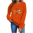 thumbnail image 6 of ZunFeo Womens Fall Oversized Crewneck Sweatshirt with Football & Pumpkin Leaf Graphic, Orange,Size XL, 6 of 7