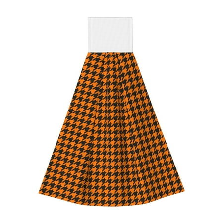 

Ocsxa Black And Orange Houndstooth for Hand Towels Hand Wipes with Velcro Soft and Fast Absorbent Hanging Towels Reusable Cleaning Cloth for Kitchen/Bathroom/Laundryroom 14x18In