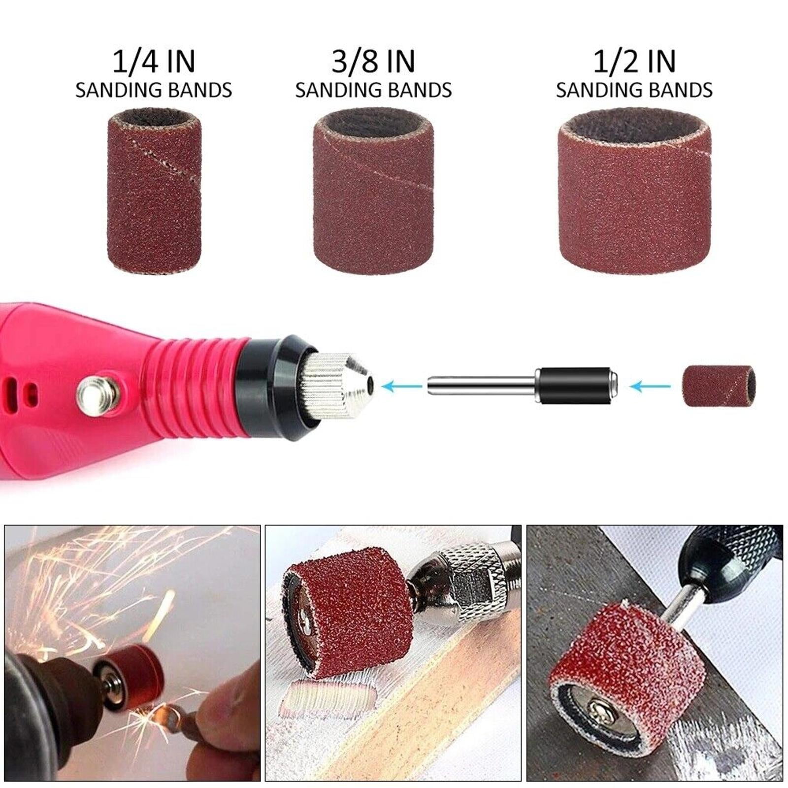JIAHAOO 6 Grit Rotary Tool Sanding Bands Set 384 Pcs for Dremel and Similar Tools Sanding Carving Polishing