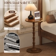 YUBO Co.ltd Maliowa Small Side Table, Round End Tables with Solid Wood Leg, Accent Drink Table for Living Room Bedroom Small Spaces, Walnut
