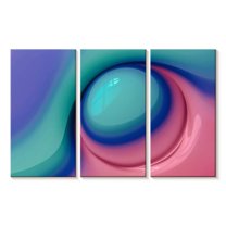 Elephant Stock Paint Blob Wall Art - Horizontal Multi Panel Canvas - Living Room Wall Decor - Abstract Multi Panel - Pink And Teal Decor - 45" x 28"