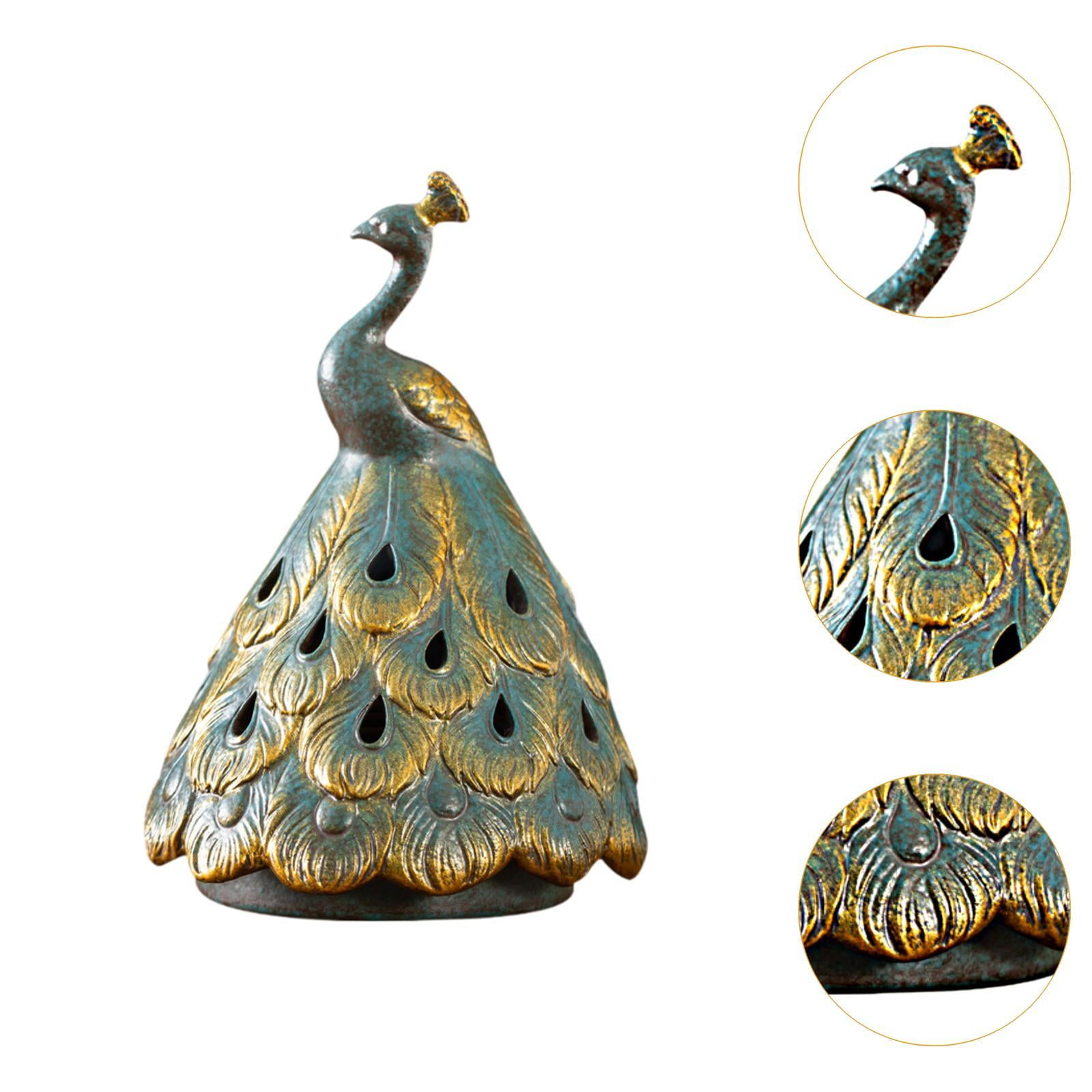 WLPZXP Ceramic Peacock Shaped Incense Burner 11x16.5cm Handmade Incense Holder Tabletop